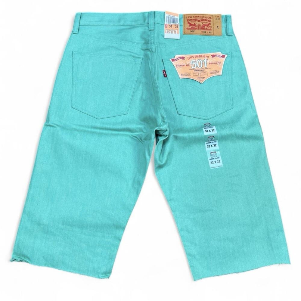 Levi’s 501 Jeans 32 Teal Raw Denim Button Fly NWT